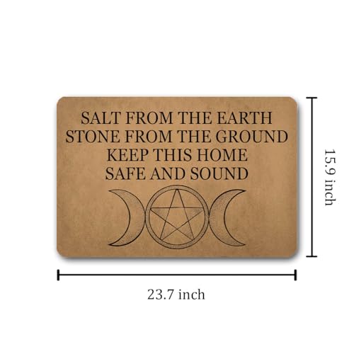 Funny Welcome Doormat Mystical Wicca Moon Pentacle Salt Earth Stone Protective Spiritual Doormat(23.6 X 15.7 in)Small Mats With Anti-Slip Rubber Back Doormats Prank Gift Doormats For The Entrance Way Mystical Moon Pentacle Salt Earth Stone Spiritua