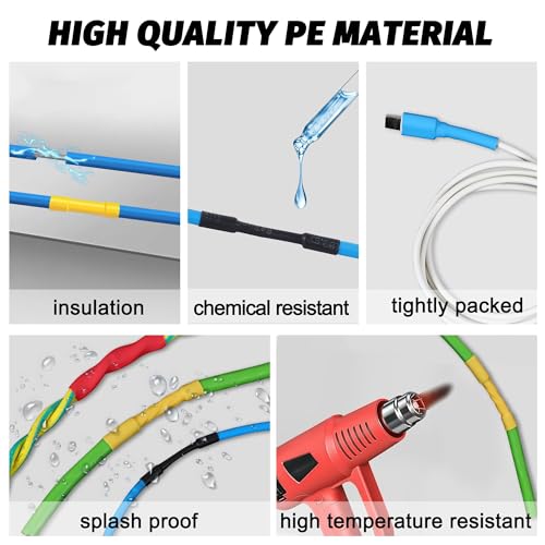 Heat Shrink Tubing Set, 580 Pieces, Heat Shrink Tubes, Colored Includes 6 Colors and 11 Sizes, 2:1 Shrink Ratio, Heat Shrink Tube, Waterproof, Suitable for Cable Insulation, Protect