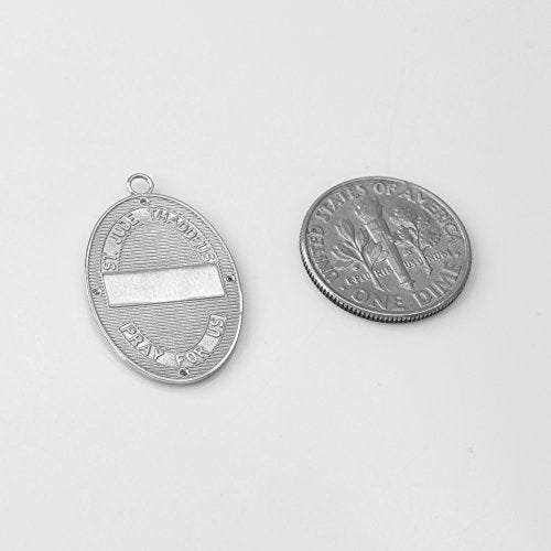 Sterling Silver Saint Jude Thaddeus CZ Oval Medal Pendant Necklace with Rolo Chain and Pendant only (Medium) Pendant + 22" Chain