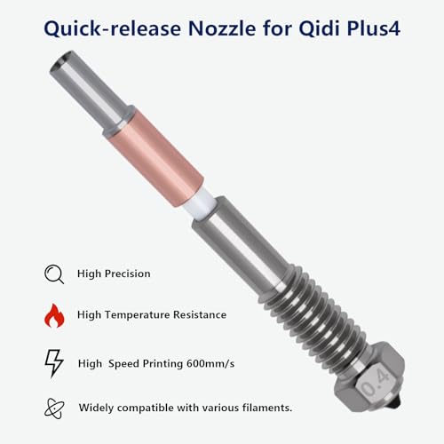2PCS Bimetal Hardened Steel Nozzles for Plus4, 3D Printer 0.4mm Ceramic Thermal Insulation Copper Alloy and Hardened Steel Tip Hotend Nozzle for Qidi Plus4