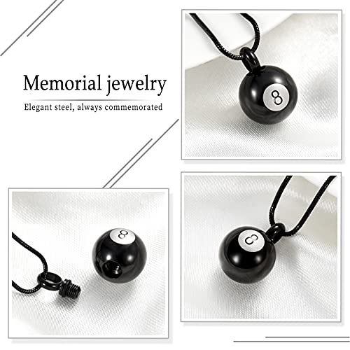 Cremation Jewelry Billiard Black 8 Ball Cremation Urn Necklace for Ashes Stainless Steel Urn Jewelry Personal Necklace (Bracelet)