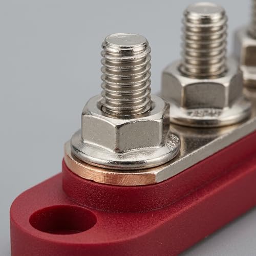 1 Pair Bus Bar M8 150A Power Distribution, Bus Bar Block, Bus Bar for Car Battery, Power Distribution Block for Car, Marine and Truck, 12V-48V Black/Red