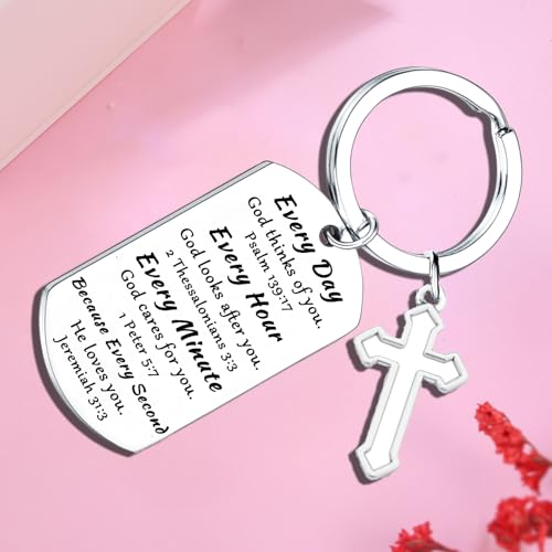 Christian Keychain Religious Baptism Gifts Bible Verse keyring for Easter Inspirational Christian Gifts for Women Men