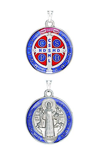 Intercession Saint Benedict Color Medal Silver - Large 1-1/4 Inches