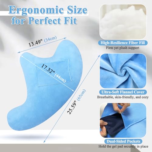 AOSSA Shoulder Surgery Pillow for Sleeping Rotator Cuff Neck and Shoulder Pain Relief Side Sleeper Pillow Bed Wedge for Arm Surgery Pillow Armpit Shoulder Abduction Wedge Surgery Recovery Supplies Blue