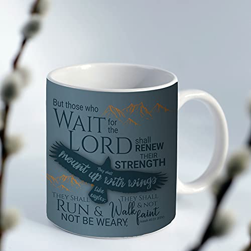 Christian Mug with Gift Box, Eagles Wings, Bible Verse Isaiah 40:31