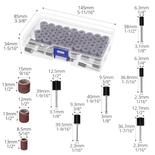 QWORK 132 Piece Sanding Sleeve Set, 120 Sanding Belts in Different Sizes and 12 Sanding Rollers, Compatible with Dremel Rotary Tool