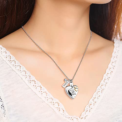 Heart Urn Necklace for Ashes Cremation Memorial Keepsake Jewelry for Loved Ones -Your Wings were Ready My Heart was Not Angel wing 1-Mom