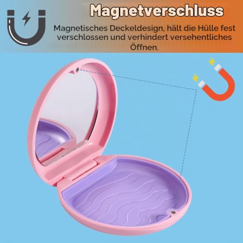 Braces Box, Portable Tooth Splint Box with Mirror, Empty Orthodontic Teeth Holder Box for Holder and Mouth Guard with Tool for Removing Aligners (Pink) Pink