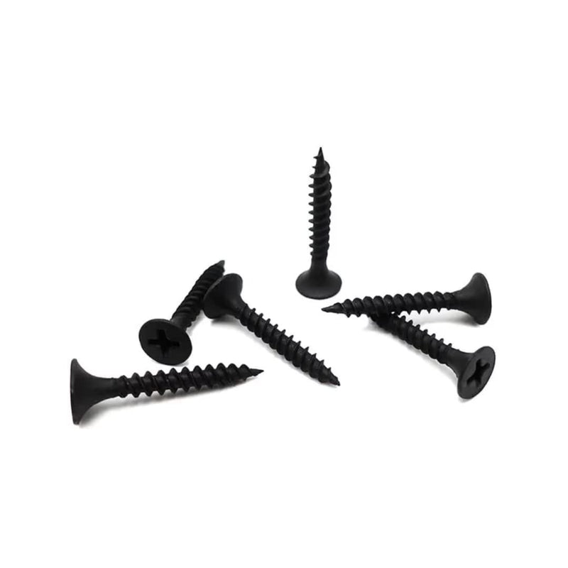 [Australia - AusPower] - #6 x 1" Drywall Screws 300PCS Fine Thread Wood Screws 1 LBS Flat Truss Head Self Tapping Screws Black Phosphate Coated Stainless Fast Self Tapping LZDRY-020 #6x1" 