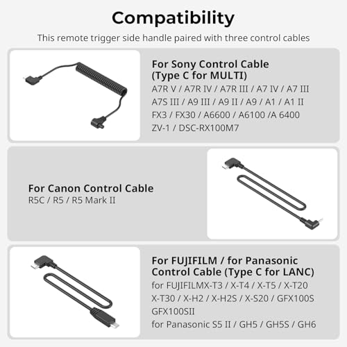 SmallRig Threaded Side Handle with Record Start/Stop Trigger, 3 Cables
