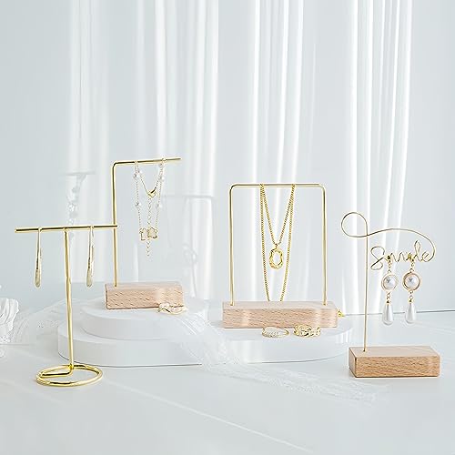 4pcs Beech Earring Display Stands for Selling, Earring Holder Organizer for Retail, Small Wood Jewelry Organizer Stands Jewelry Display for Show