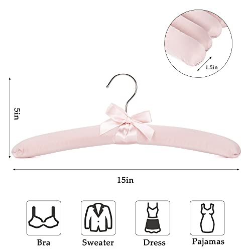 NEOVIVA Padded Hangers for Women Clothing,15 Inch (10 Pack) Pure Pink