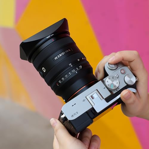 Haoge LH-E245 Metal Square Lens Hood for Sony FE 24-50mm F2.8 G Lens Bayonet Shade with Cap on Sony A7CR a7cii A7R4