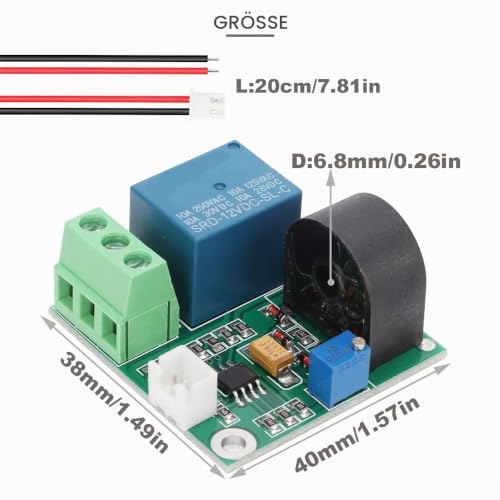 Current Detection Sensor AC Current Sensor Module 5V 12V 24V 0-5A Adjustable Relay Protection Module Overcurrent Protection Switching Output with Screwdriver (12V) Pack of 2