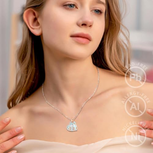 Vito Moonstone Heart Mother Mom Pendant Necklace for Women Mama