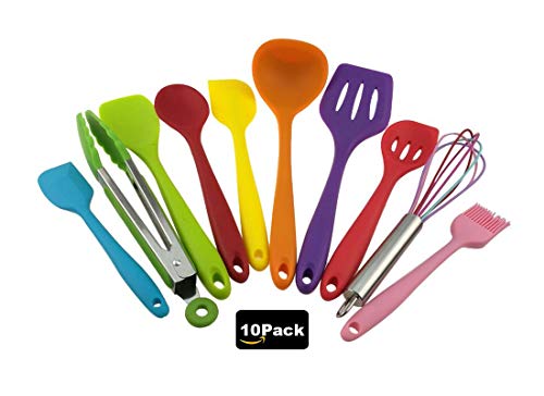10 pcs Colorful Silicone Utensils Set, Heat-Resistant, Non-Stick, Safety Health, Silicone Baking Tool Sets For Kitchen