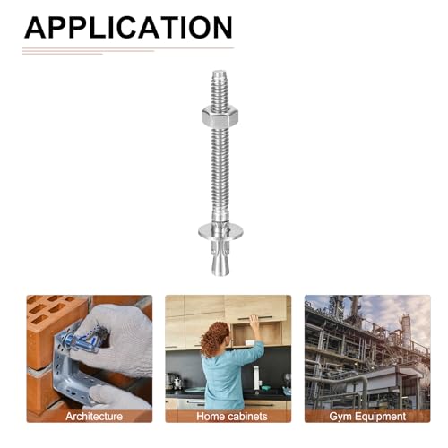 DTGN 1/4 x 3 inch 304 stainless steel zinc-plated wedge anchors with nuts and expansion tubes, 20-pack