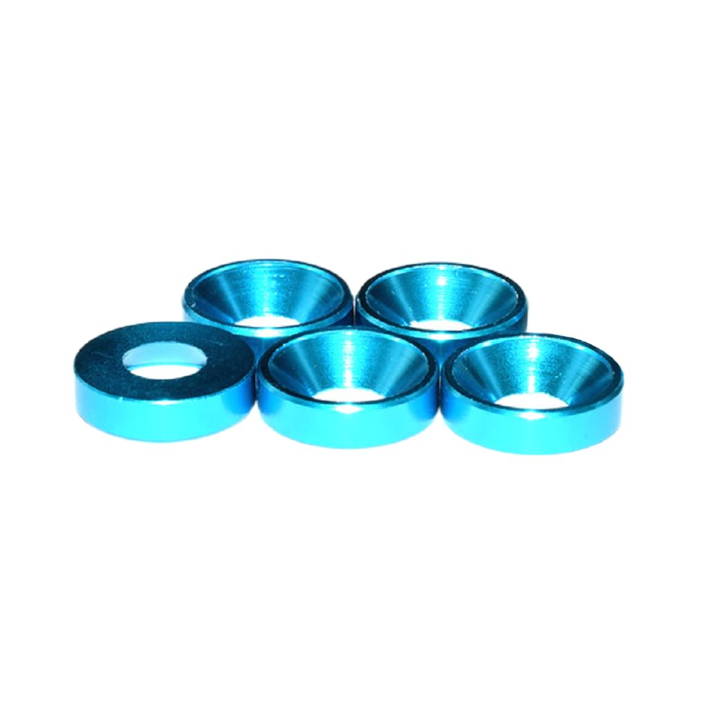 50pcs M5 Countersunk Washers Alloy Aluminum Screw Gaskets (Blue) Blue