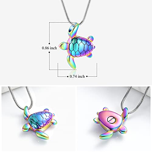 Imrsanl Sea Turtle Cremation Jewelry for Ashes Urn Necklace of Loved One Colorful