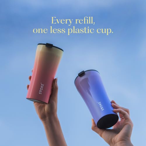 Sttoke Leakproof Lid Shatterproof Tumbler, Sunset Peach, 6.9-inch Height, 12 oz