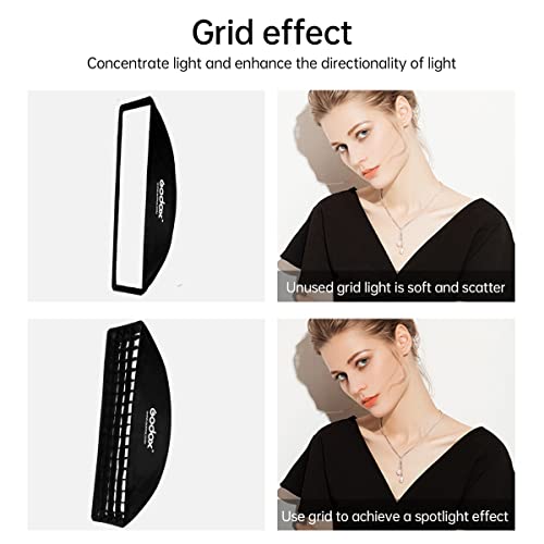 Godox FW22x90CM / 9"x36" Bowens Mount Strip Honeycomb Grid Softbox,Portable Soft Box with Bowens Mount Speedring,Softbox with Grid for Studio Strobe Speedlite Flash Portrait Product Photography