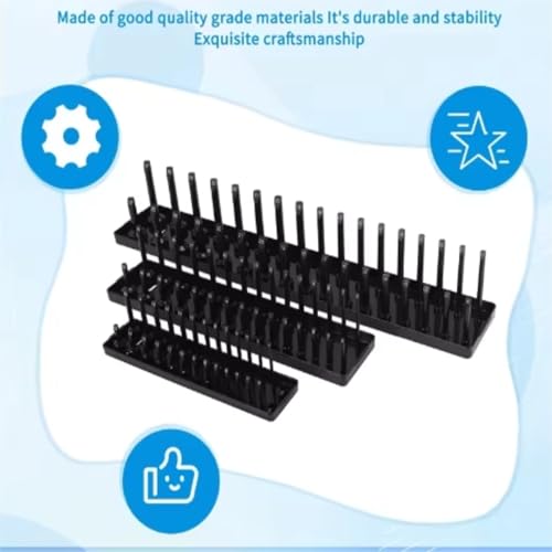 Ymiko multifunctional tool tray with deep and standard socket holders for 1/4, 3/8, and 1/2-inch sockets