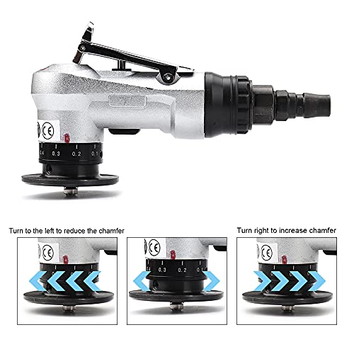 SI FANG Mini 45° Pneumatic Chamfering Machine Set with 2Pc Replaceable Precision Blade and Bearing, Manual Linear Chamfering Tool with 1/4" Air Inlet, for Metal Burr Trimming & Arc Corner Deburring mini Chamfering Machine kit