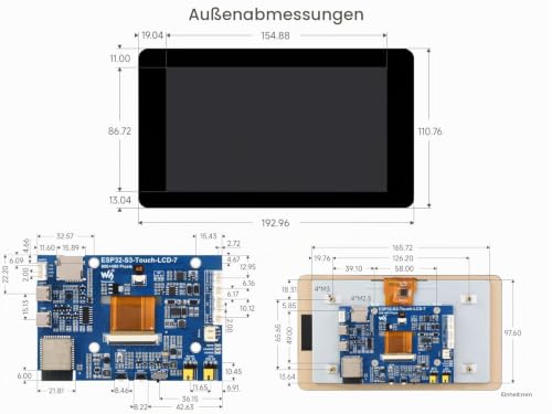 Waveshare ESP32-S3 7 Inch Capacitive Touch Display Development Board, ESP32 with 800 x 480 Resolution 65k RGB 7 Inch LCD Screen, 5-Point Touch, Supports WiFi and Bluetooth