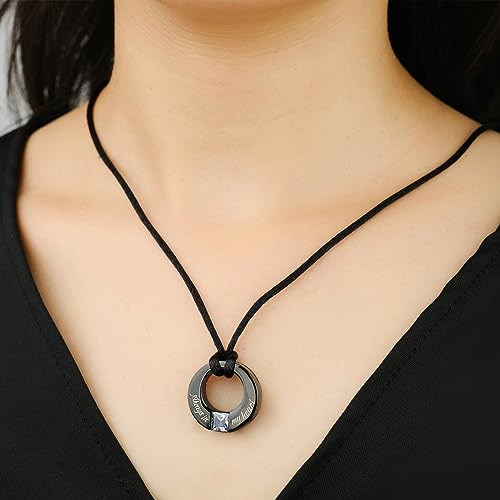 YOUFENG Birthstones Urn Necklaces for Ashes Round Cremation Pendant Urns for Human Ashes Memorial Keepsake Locket Jewelry All April