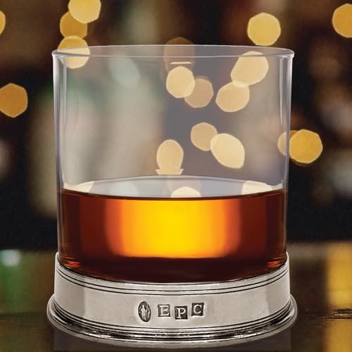 English Pewter Company 11oz Old Fashioned Whisky Rocks Glass With Elegant Pewter Base [VG005]