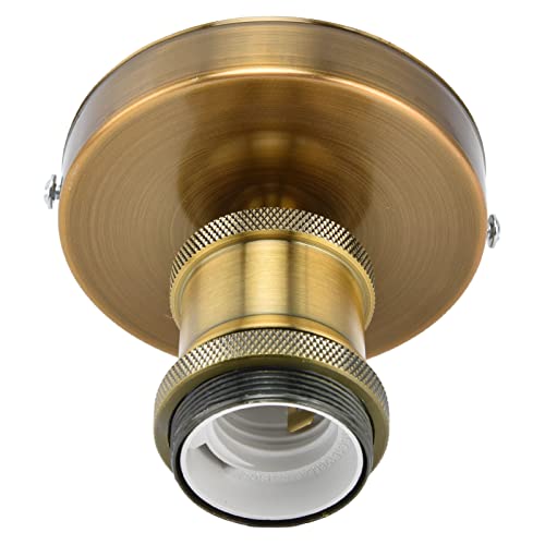 Ejoyous E26 E27 Lamp Holder, Vintage Ceiling Light Lamp Holder Retro Light Bulb Holder E27 Base for Kitchen Bedroom Living Room DIY Accessories (Golden Old Colour) Golden old colour