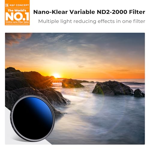 K&F CONCEPT 62mm Variable ND2-2000 (1-11 Stops) ND Camera Lens Filter