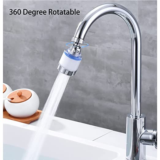 [Australia - AusPower] - Pack of 2 Water Filters for Tap, 360° Tap Filter, Water Filter Tap with 10 Pieces Interchangeable Cotton Filter Element, Tap Descaler Attachment for Kitchen, Sink, Home Bathroom blue 