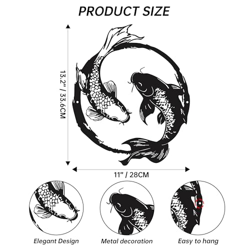 YATEASLU Yin Yang Koi Wall Decor, Zen Fish Art