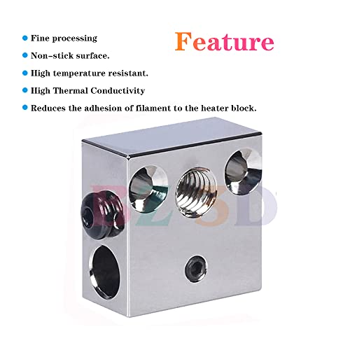 BZ 3D Ender 3 Heater Block,CR-10 Upgrade Plated Copper Heater Block,MK8 High Temperature Heating Block with Silicone Socks for Ender 3/Ender 3 V2/Pro/Ender 5/Plus/CR10/S4/S5 3D Printer Hotend.(2PCS) 2PCS Plated Copper