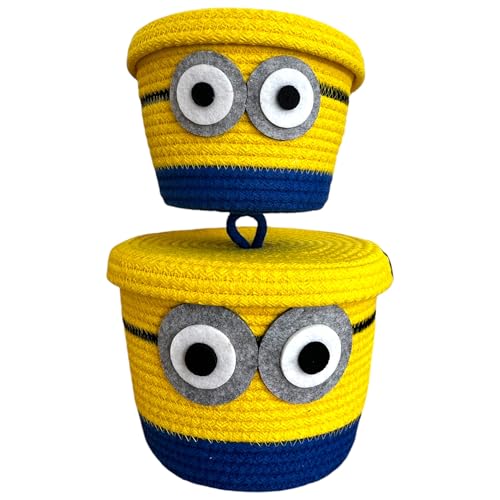 Set of two animated character toy baskets by Livessa Home, colorful plastic bins for storing toys and small items.