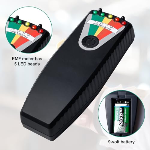 K2 EMF Meter, K2 EMF Meter, Radiation Meter, Handheld Emf Meter, 14.3 x 2.9 x 5.3 cm Radiation Detector Portable for Home, Office and Outdoor Inspections, 50 Hz - 20,000 Hz, Black