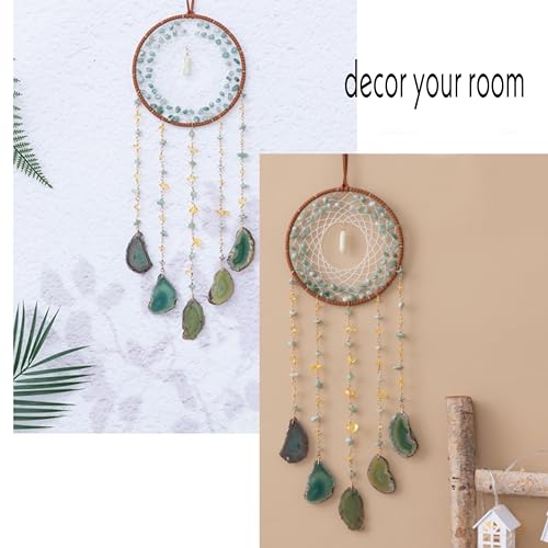 Crystals Tree of Life Dream Catchers,Crystal Gemstone Chakra Indoor Wall Hangings for Windows Garden Home Décor(Green Aventurine) Green Aventurine
