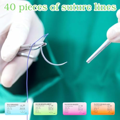 40 Pieces Suture Material Refill for Surgical Suture, Ideal Suture Exercise Thread for Students, Gift for Medical Students, Veterinary Students and Nurses