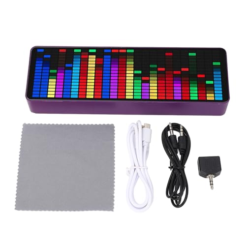 Music Spectrum LED Display, 2 Control Methods, 384 LED Voice Sensor, Pickup Analyzer, Equalizer, Spectrum Analyzer with Clock, 20 Dynamic Effects, 7 Colors