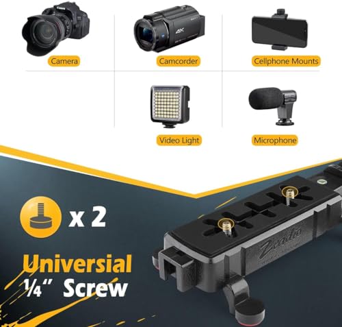 Zeadio Handheld Camera Stabilizer, U-Shaped Video Rig Handle Grip with 3 Cold Shoe Mounts & 1/4'' Screw, Compatible with DSLR Camcorder Action Camera Smartphone etc