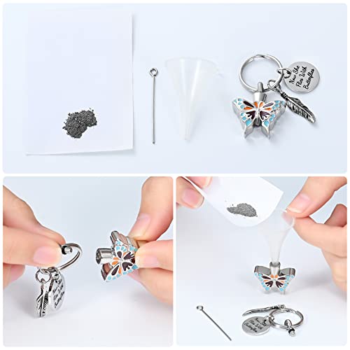 Yinplsmemory Cremation Jewelry Butterfly Urn Keychain for Ashes for Women-Now She Flies with Butterfly Urn Keyring Silver B