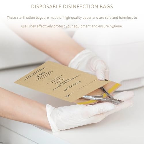 Pack of 50 Hot Air Steriliser Bags for Manicure Tools | Heat-resistant and resealable, suitable for standard hot air devices, protects tools from dust and heat
