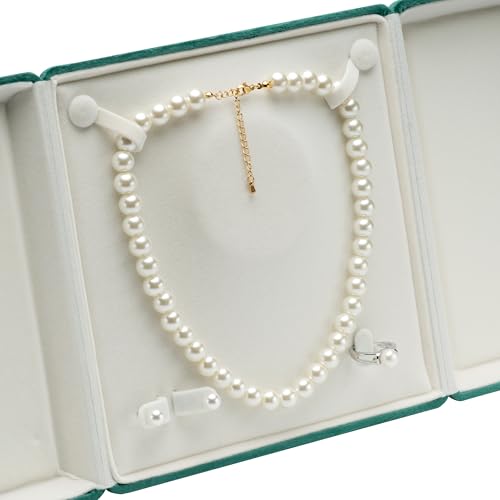 Velvet Big Pearl Necklace Gift Box Jewelry Storage Case Green