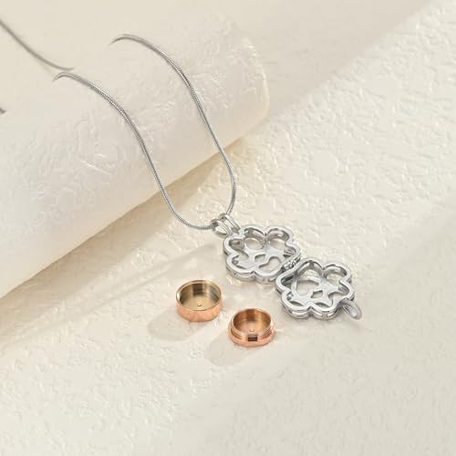 Cremation Jewelry for Ashes For Dog/Cat Paw Print Stainless Steel Memorial Locket Urn Necklace Inside Mini Case Keepsake for Pet A-Silver+Rose Gold