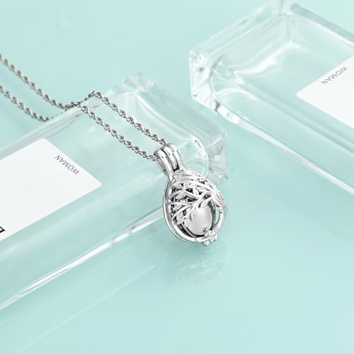 Tree of Life Urn Necklaces for Women Men Teardrop Cremation Jewelry for Ashes Keepsakes with Hollow Mini Ashes Urn Pendant Memorial Necklaces Jewelry Silver