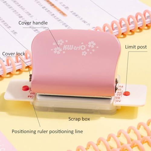 Vvikizy pink 26-hole puncher for A4, B5, and A5 loose-leaf paper punching