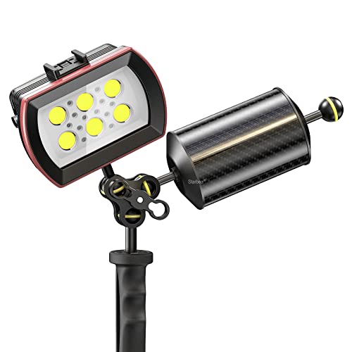 Seafrogs Carbon Fiber Underwater Float Arm, Dual Ball Lightweight Buoyancy Arm for Diving Tray, Video Light, and Strobe - Compatible with Underwater Photography Accessories (8inch D80mm) GA-10