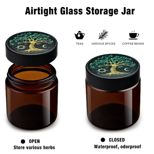 Grinder Set, Includes 2.5 inch Herb Grinder, Rolling Tray, Storage Jar&Rolling Stick, Lockable Bamboo Box Gift Set for Men Women Tree Set